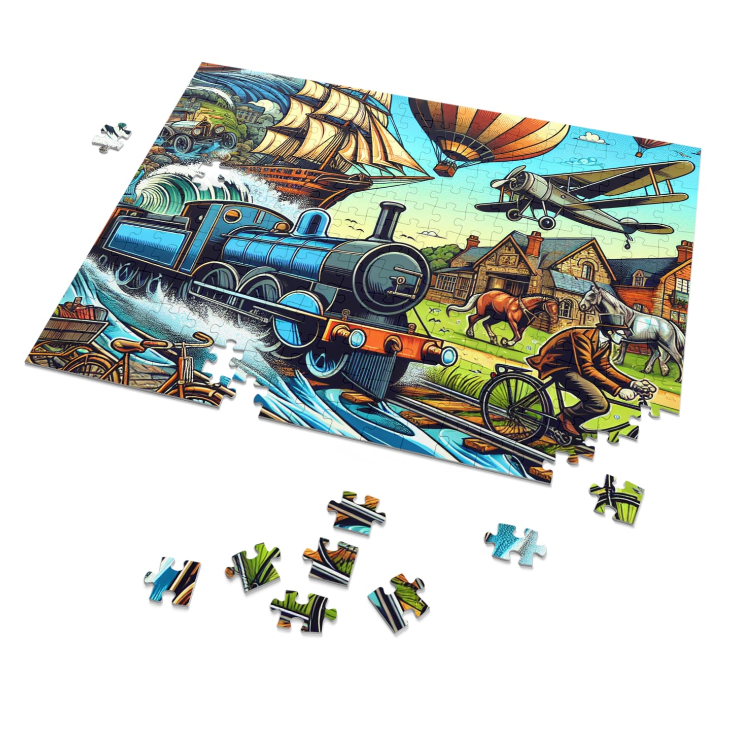 Vintage Train Adventure Jigsaw Puzzle with Collector's Tin
