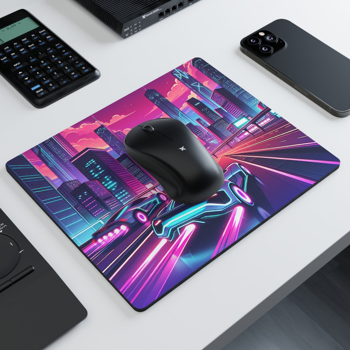 Neon City Racing Rectangular Mouse Pad - Vibrant Gaming Desk Accessory