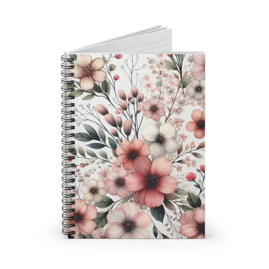 Floral Bloom Spiral Notebook - Elegant Flower Design, Perfect for studying and journaling
