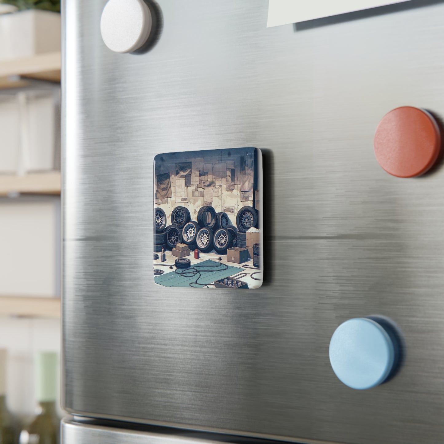 Automotive Art Square Porcelain Magnet - Perfect Gift for Car Enthusiasts