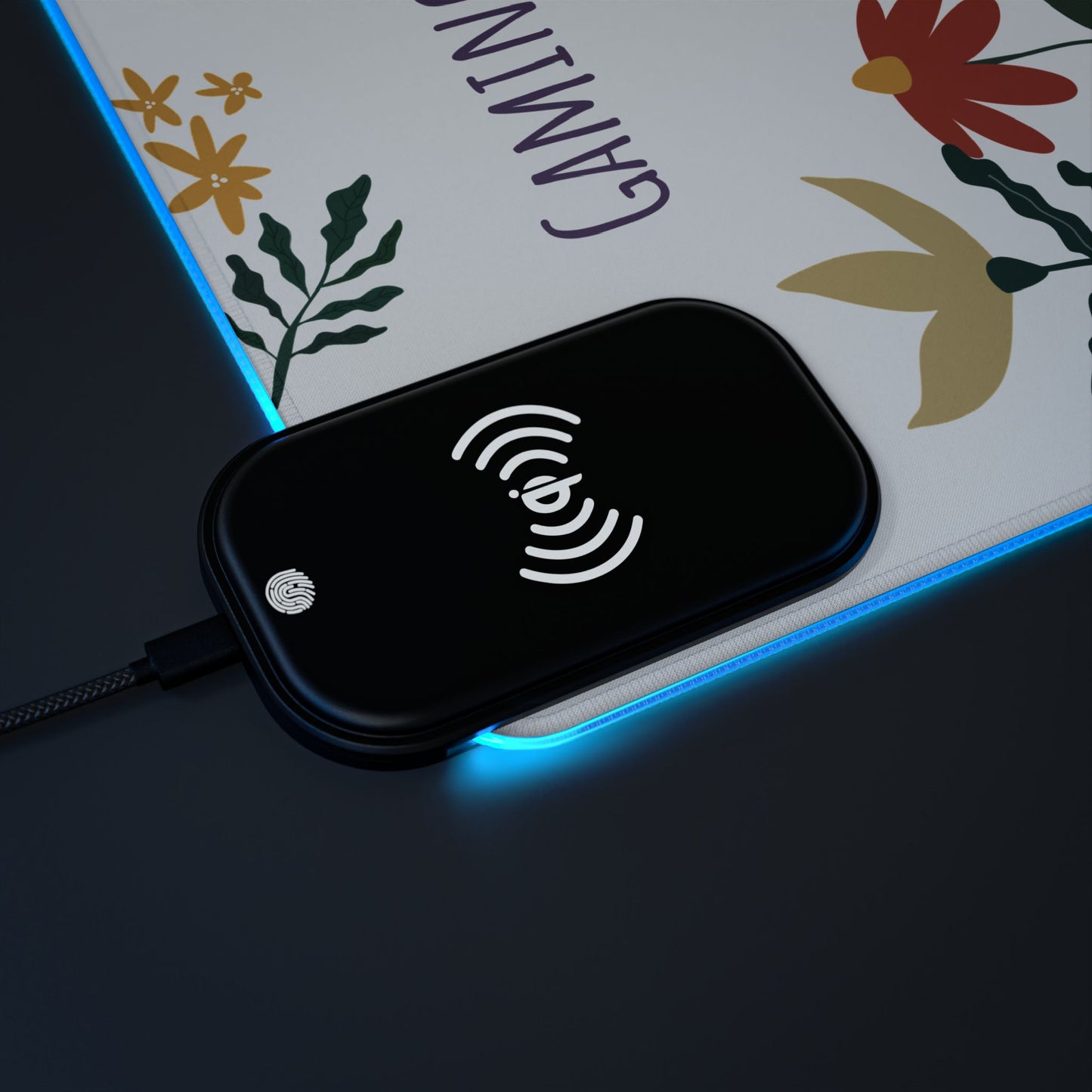 23" Gaming Mouse Pad with Wireless Charging - Perfect for Gamers and Tech Enthusiasts - Floral Bloom