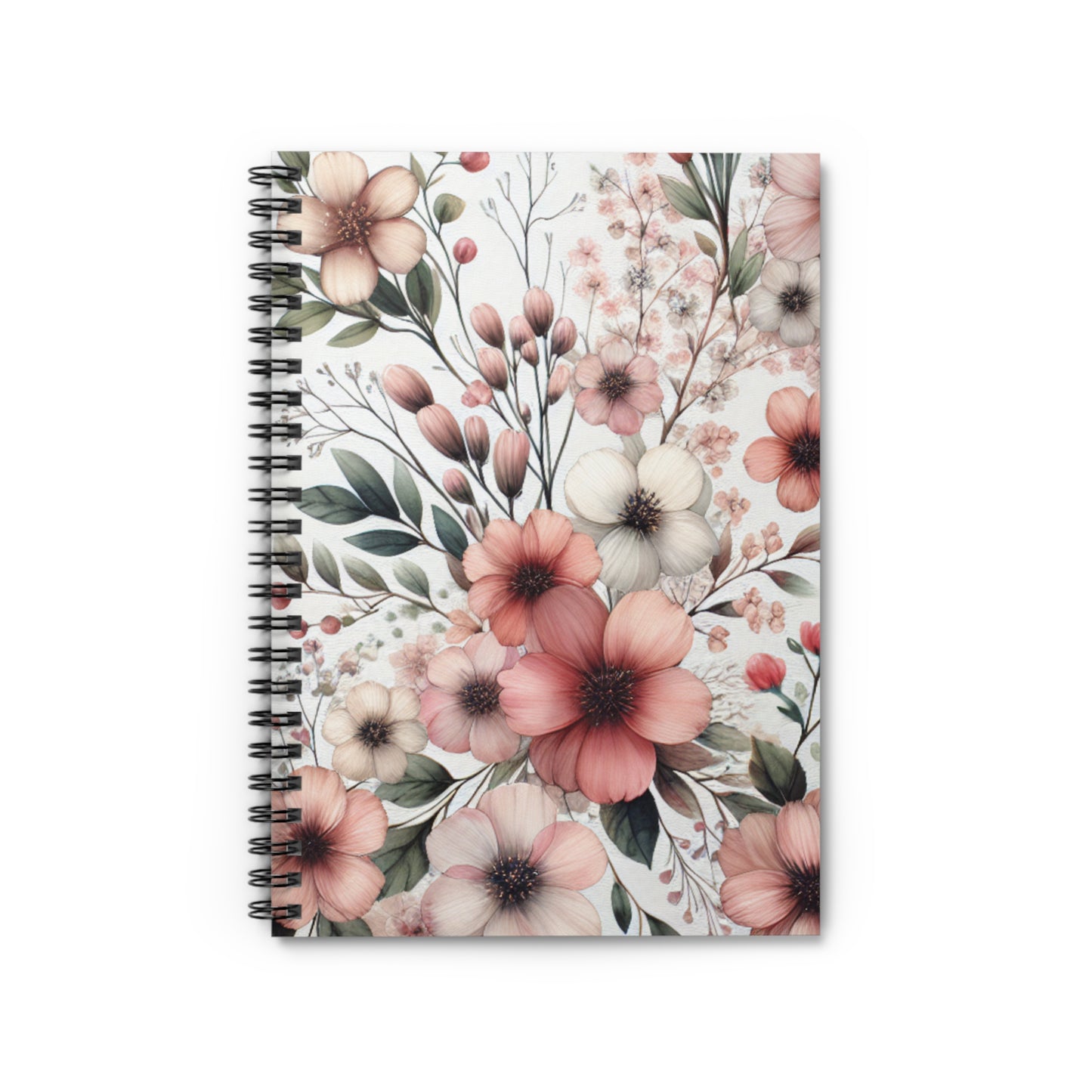 Floral Bloom Spiral Notebook - Elegant Flower Design, Perfect for studying and journaling