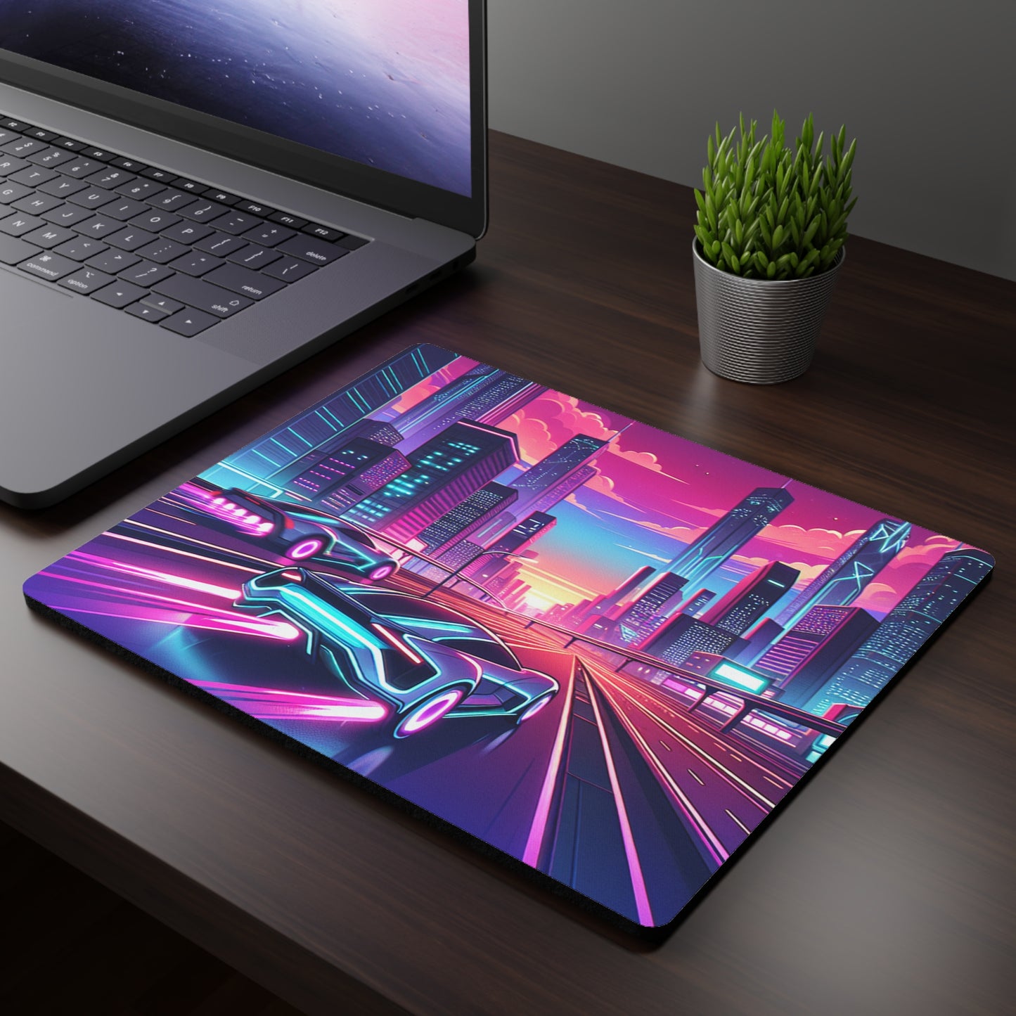 Neon City Racing Rectangular Mouse Pad - Vibrant Gaming Desk Accessory