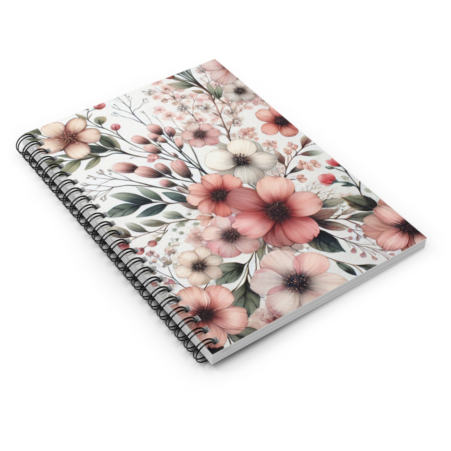 Floral Bloom Spiral Notebook - Elegant Flower Design, Perfect for studying and journaling