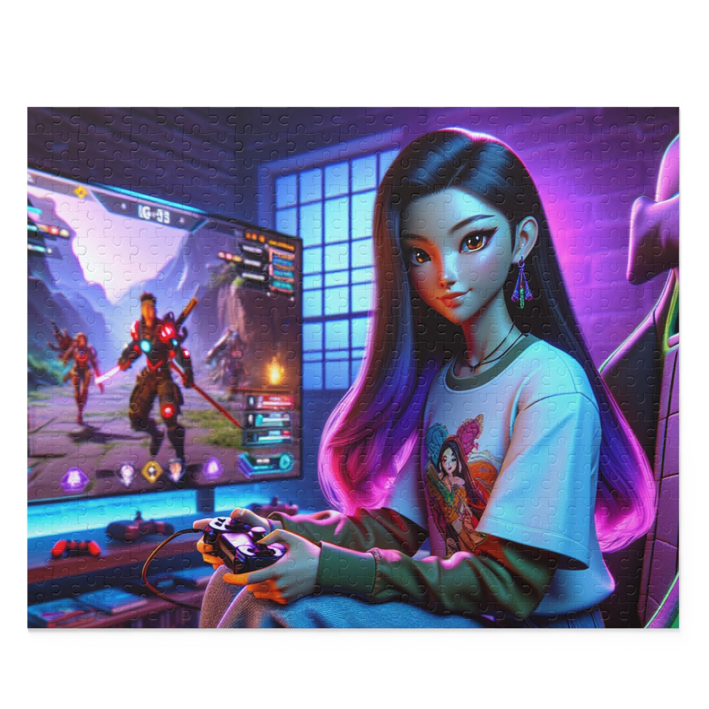 Gamer Girl Puzzle - 120, 252, 500-Piece | Retro Gamer Girl Art