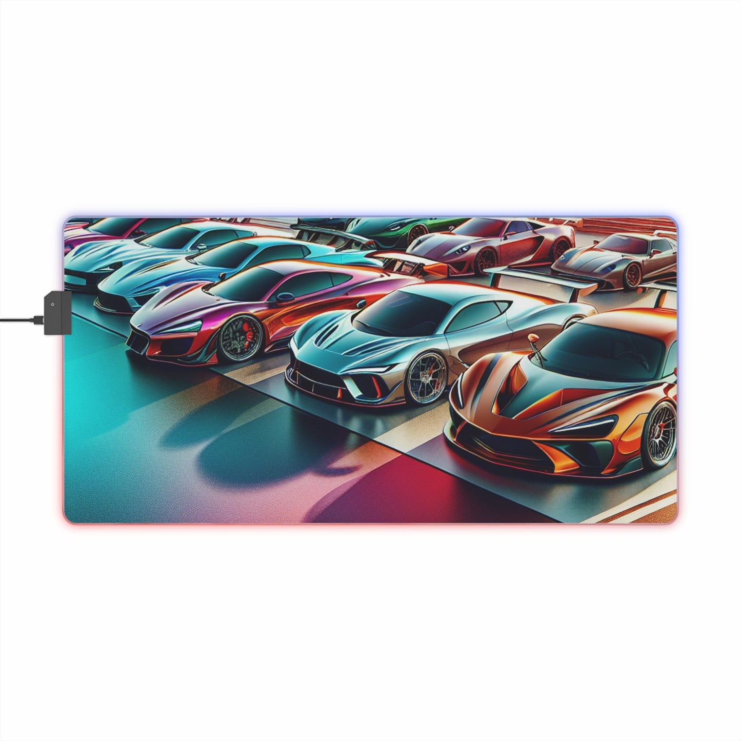 LED Racing Cars Gaming Mouse Pad - Illuminated Desk Accessory for Gamers