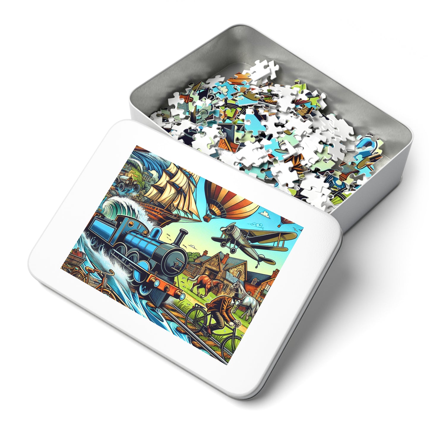 Vintage Train Adventure Jigsaw Puzzle with Collector's Tin