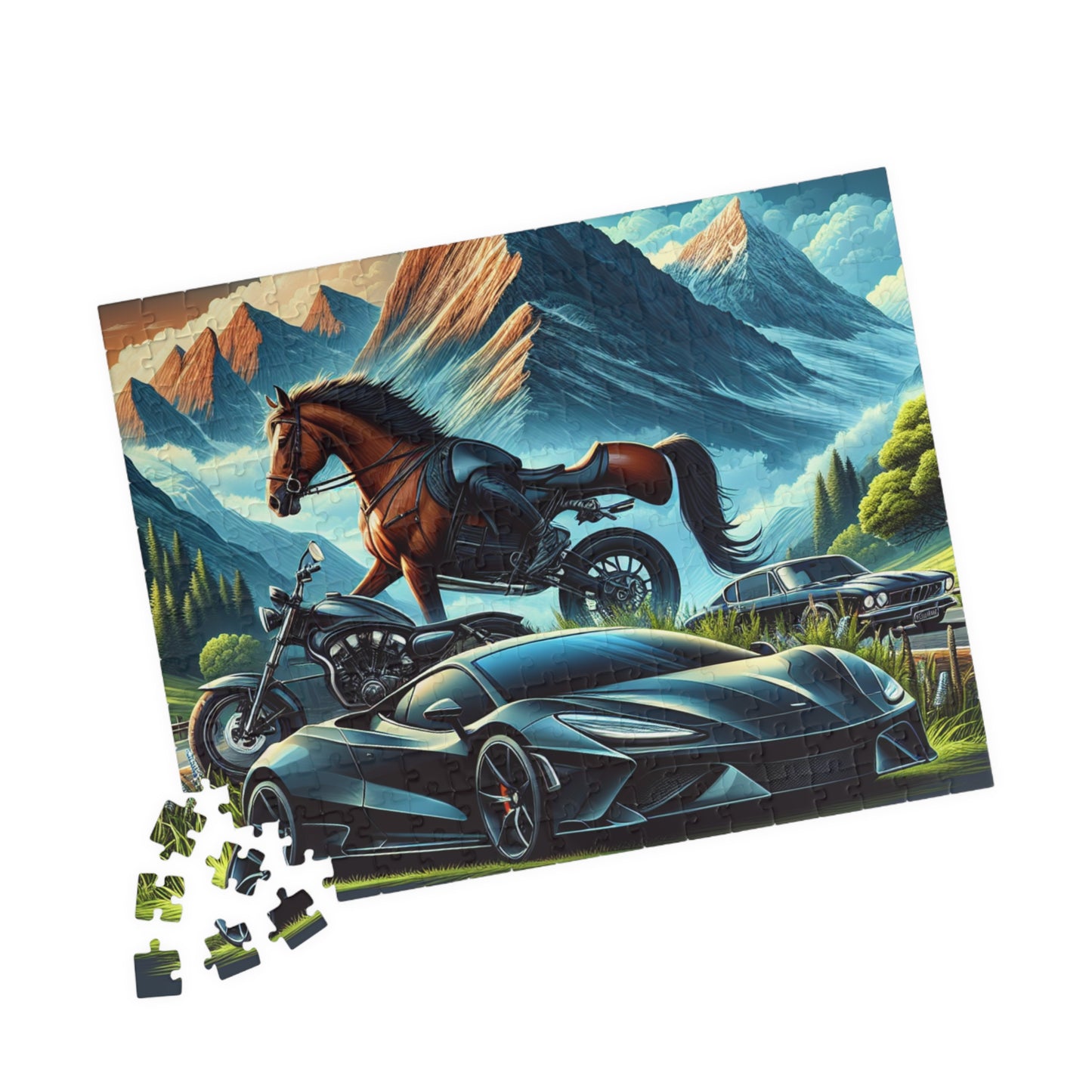 Cars and Horses Adventure-Themed Puzzle