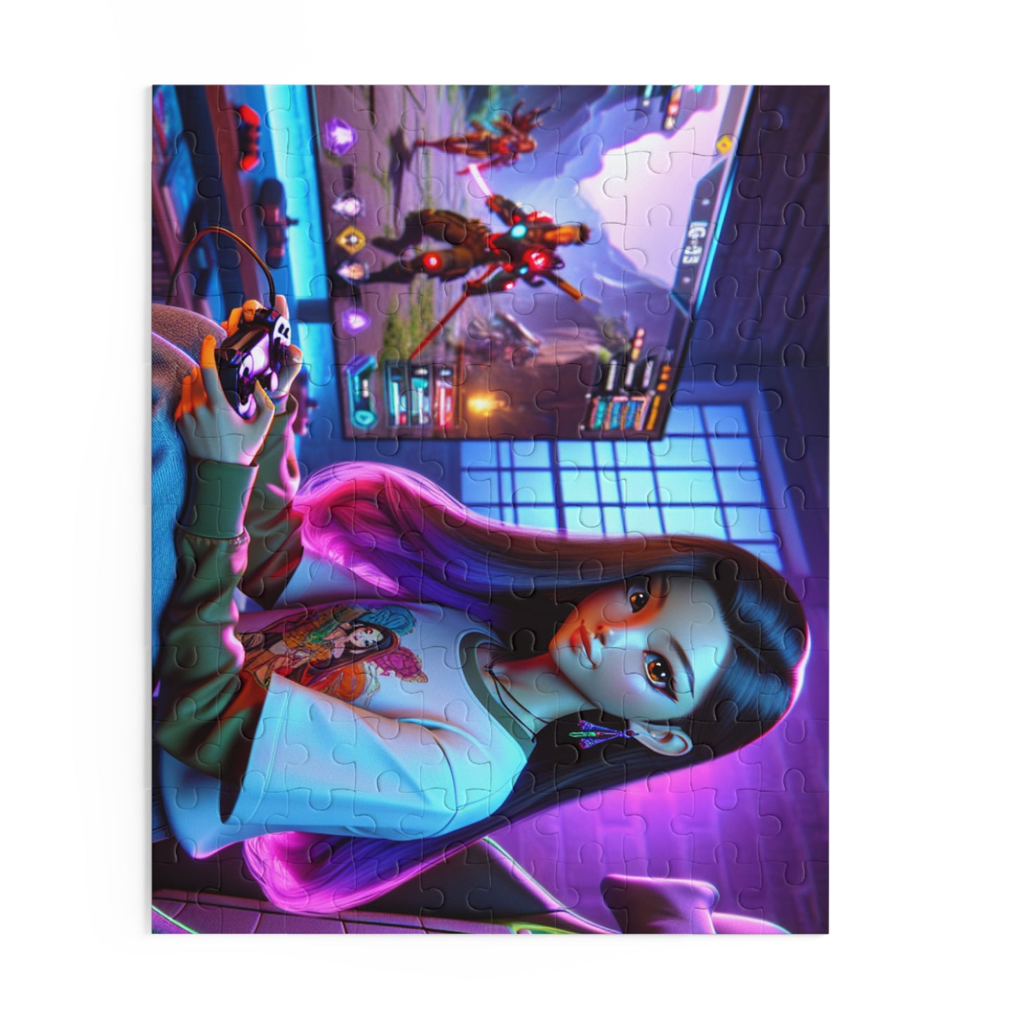 Gamer Girl Puzzle - 120, 252, 500-Piece | Retro Gamer Girl Art