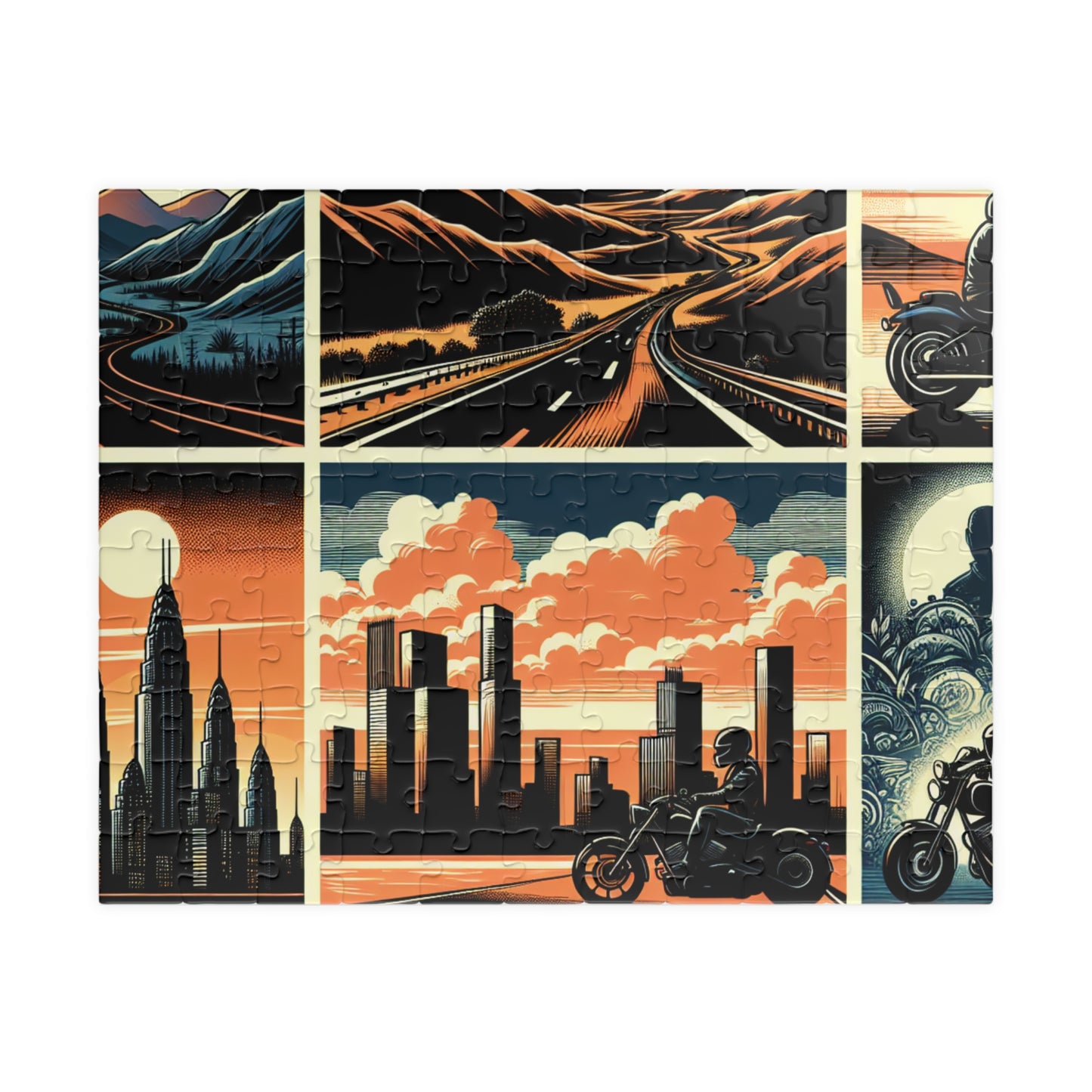 Retro Bike Puzzle (110, 252, 520-piece) - Scenic Motorcycle Journey
