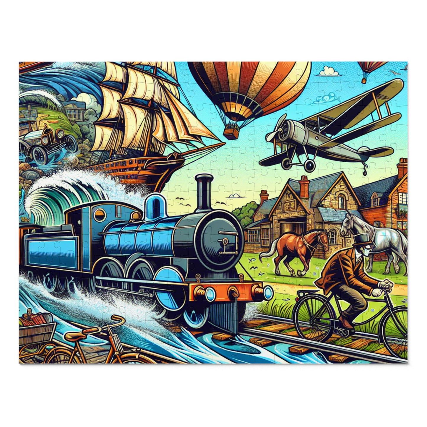 Vintage Train Adventure Jigsaw Puzzle with Collector's Tin