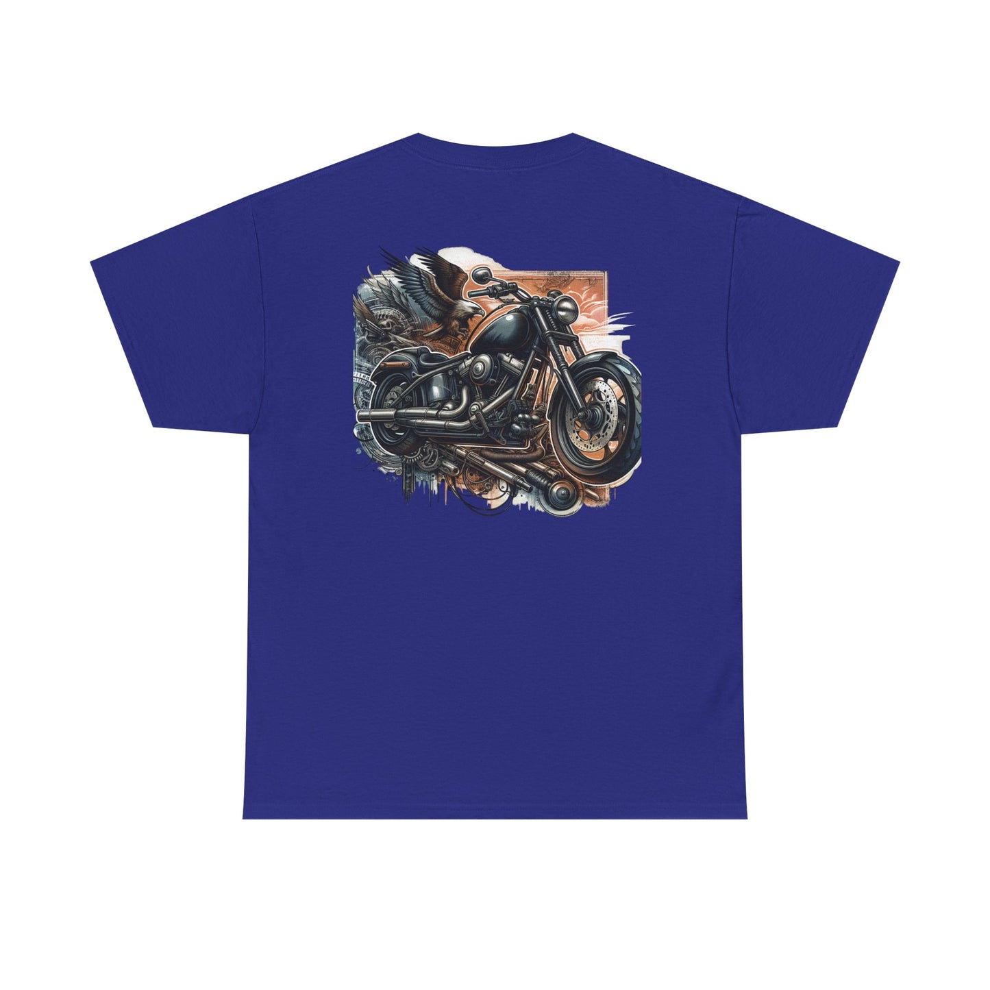 Retro Bike Adventure Vibes Unisex Heavy Cotton Tee - Vintage Motorcycle & Landscape Design