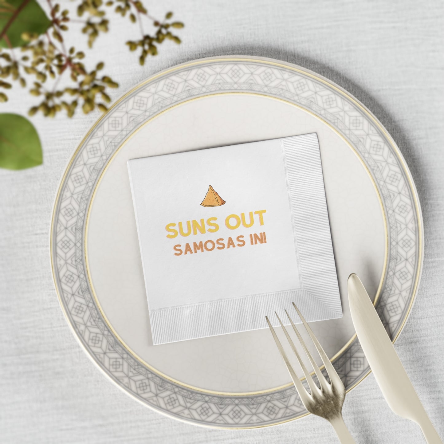Suns Out Samosas In! Napkins - Fun Party Decor for Summer Gatherings