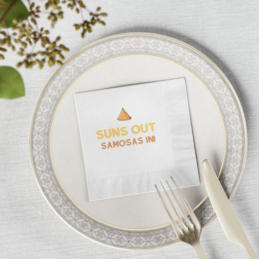 Suns Out Samosas In! Napkins - Fun Party Decor for Summer Gatherings