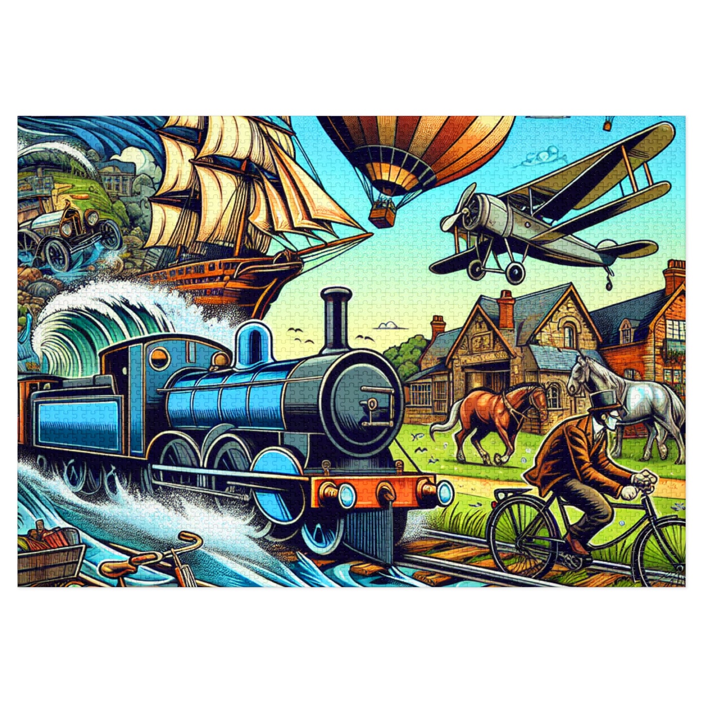 Vintage Train Adventure Jigsaw Puzzle with Collector's Tin