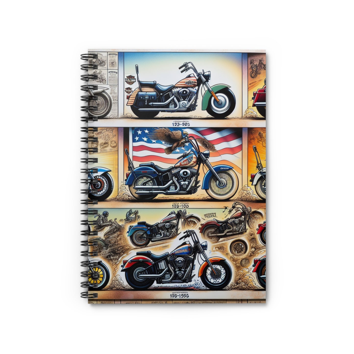 Vintage Motorcycle Spiral Notebook - Ruled Line for Bikers and Enthusiasts