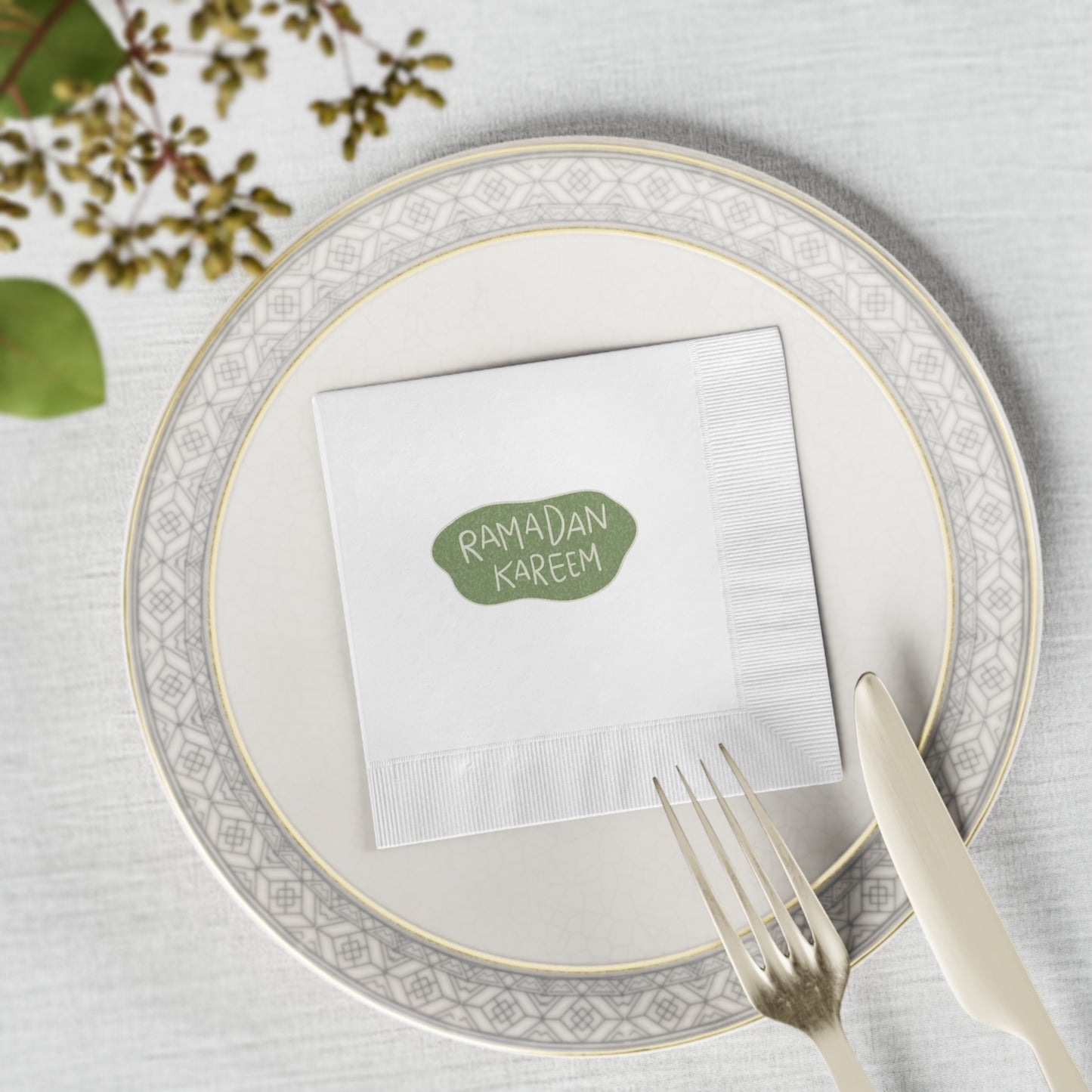 Ramadan Kareem White Coined Napkins