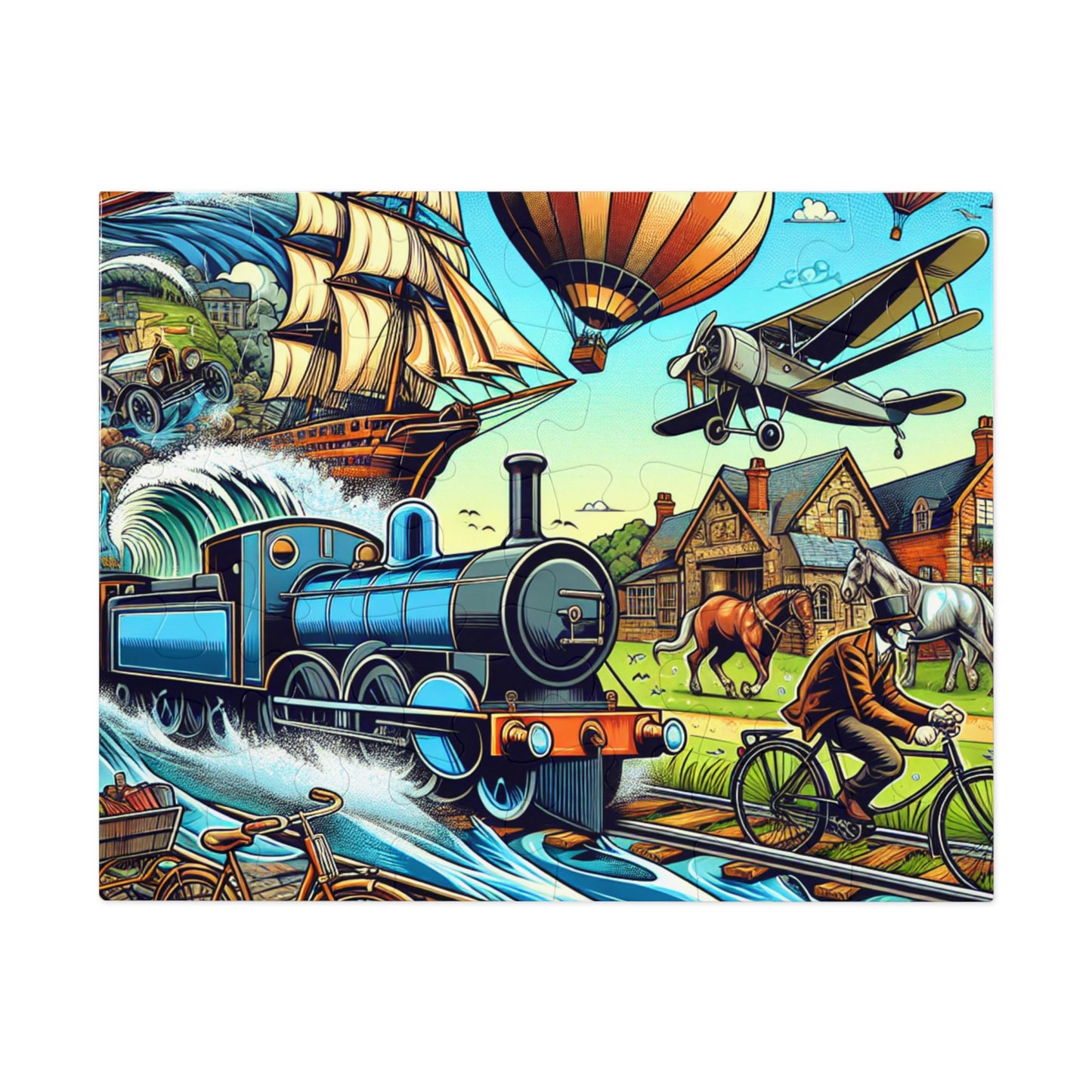 Vintage Train Adventure Jigsaw Puzzle with Collector's Tin