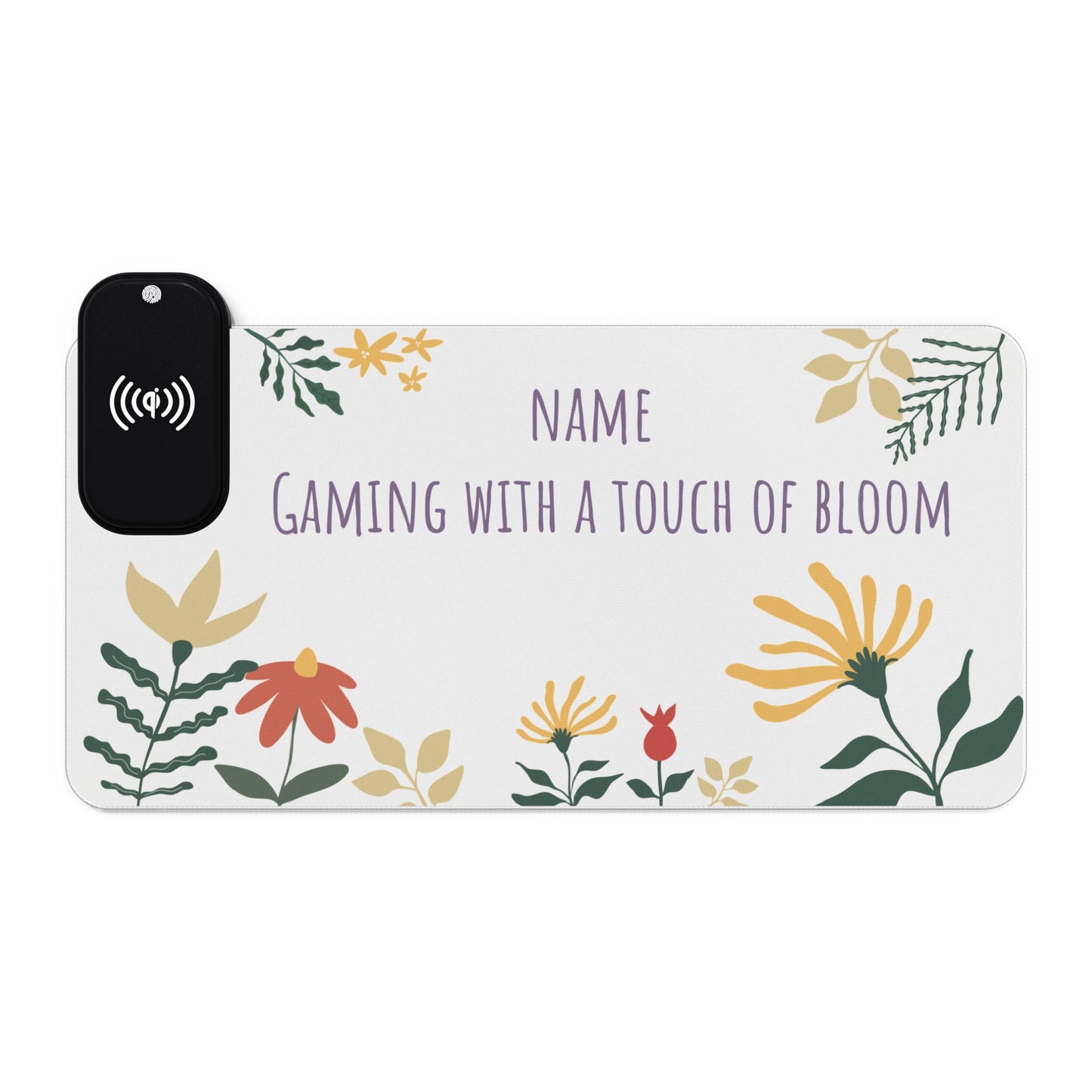 23" Gaming Mouse Pad with Wireless Charging - Perfect for Gamers and Tech Enthusiasts - Floral Bloom