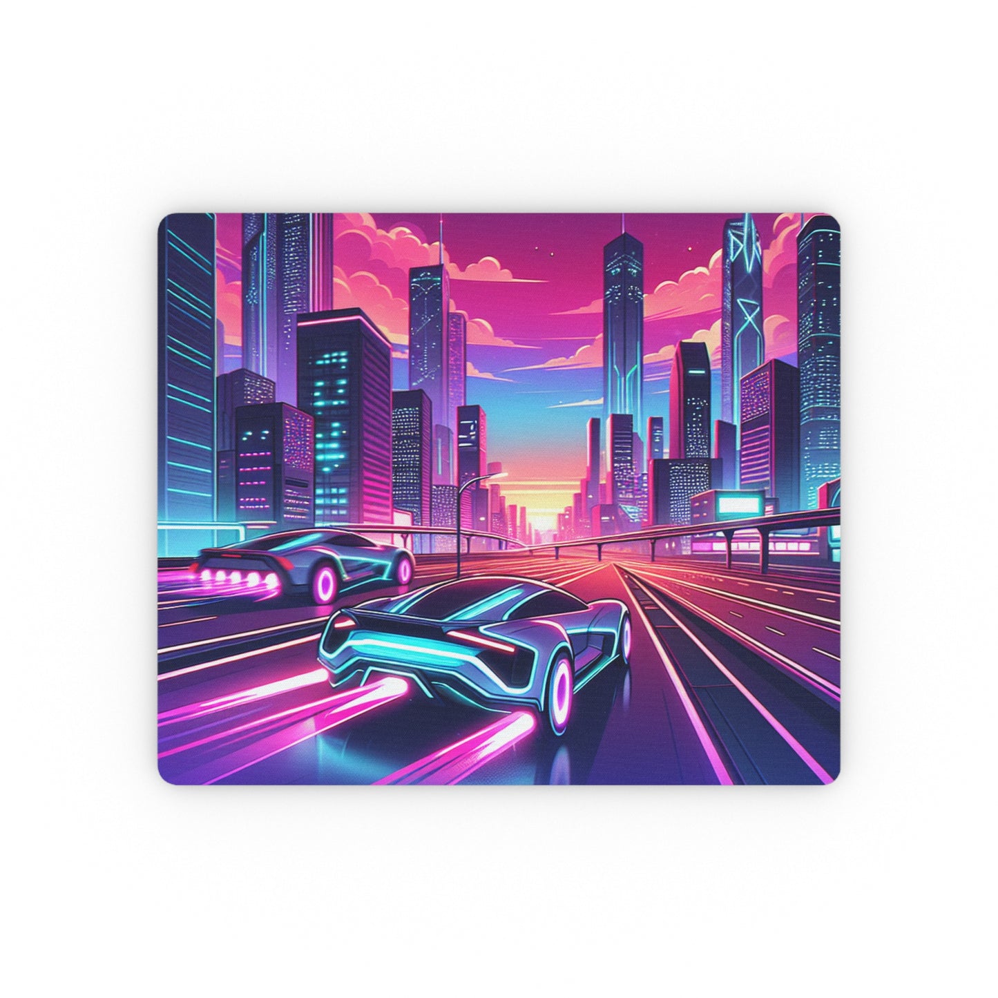 Neon City Racing Rectangular Mouse Pad - Vibrant Gaming Desk Accessory
