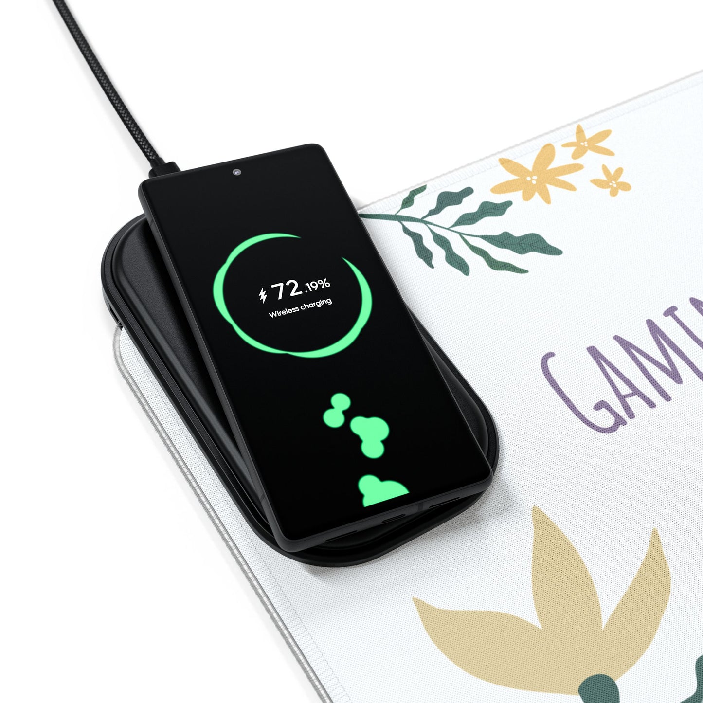 23" Gaming Mouse Pad with Wireless Charging - Perfect for Gamers and Tech Enthusiasts - Floral Bloom