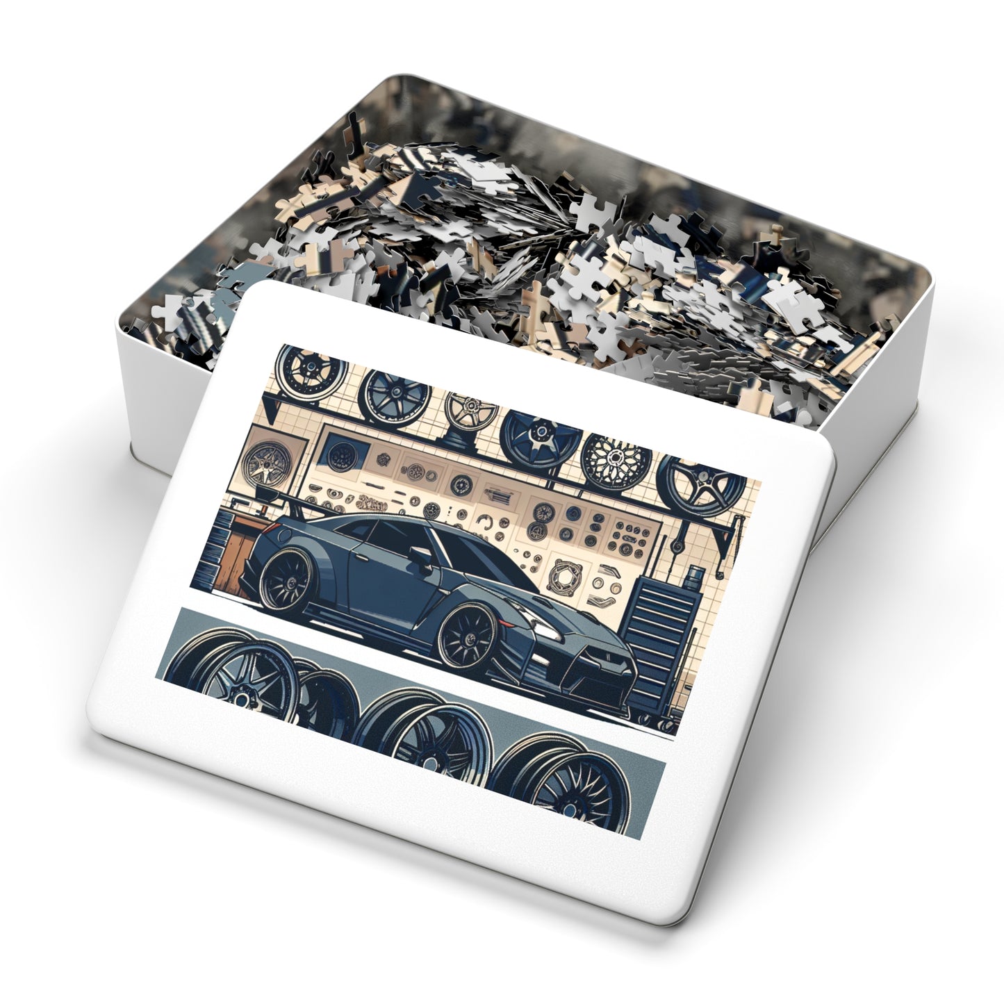 Automotive Enthusiast Jigsaw Puzzle with Tin - Perfect Gift for Car Lovers