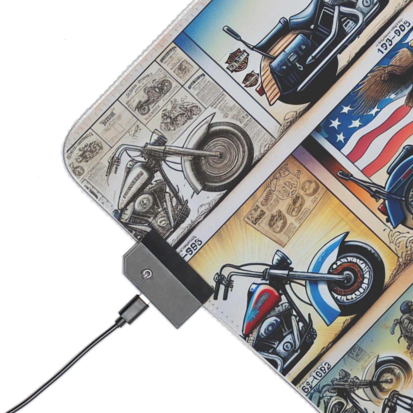 LED Gaming Mouse Pad - Motorcycle Theme with Colorful Backlight for Gamers