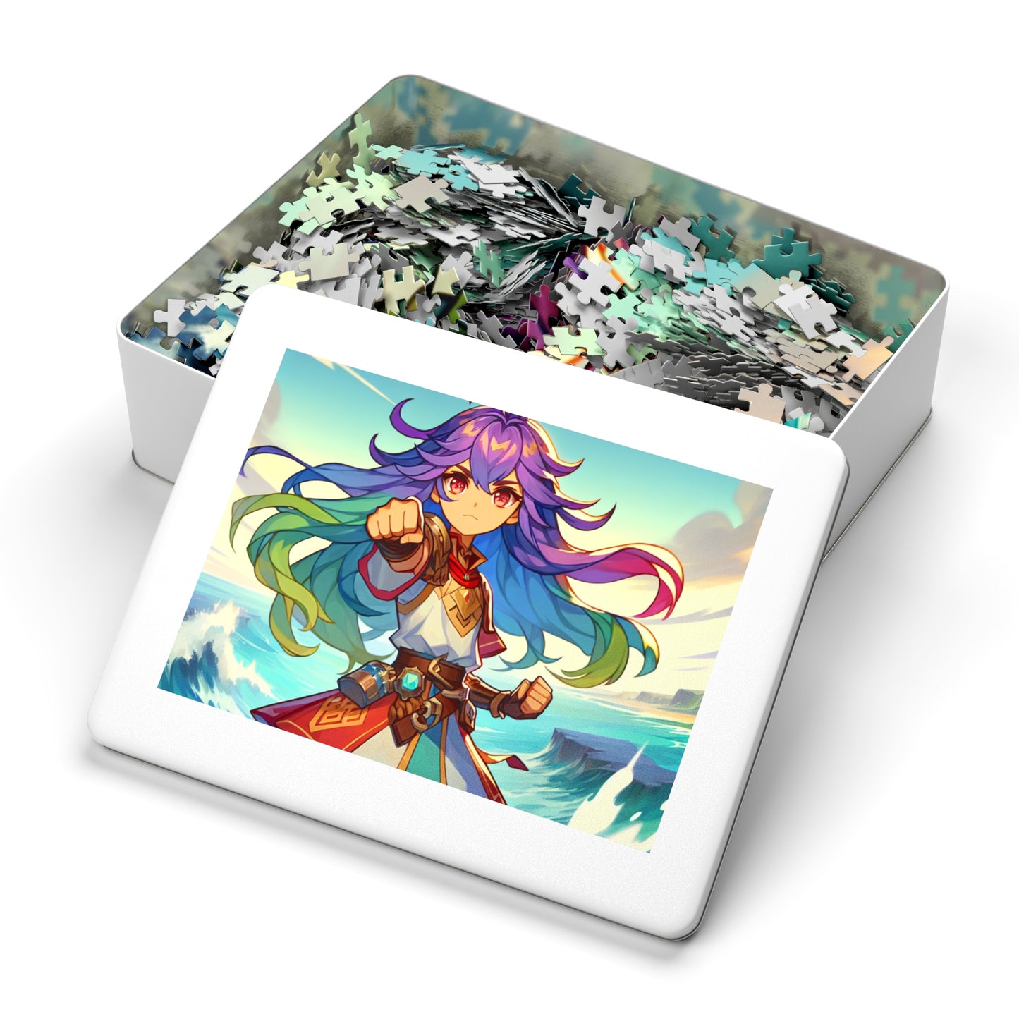 Gamer Girl Adventure-Themed Jigsaw Puzzle with Tin - Colorful Hero Design