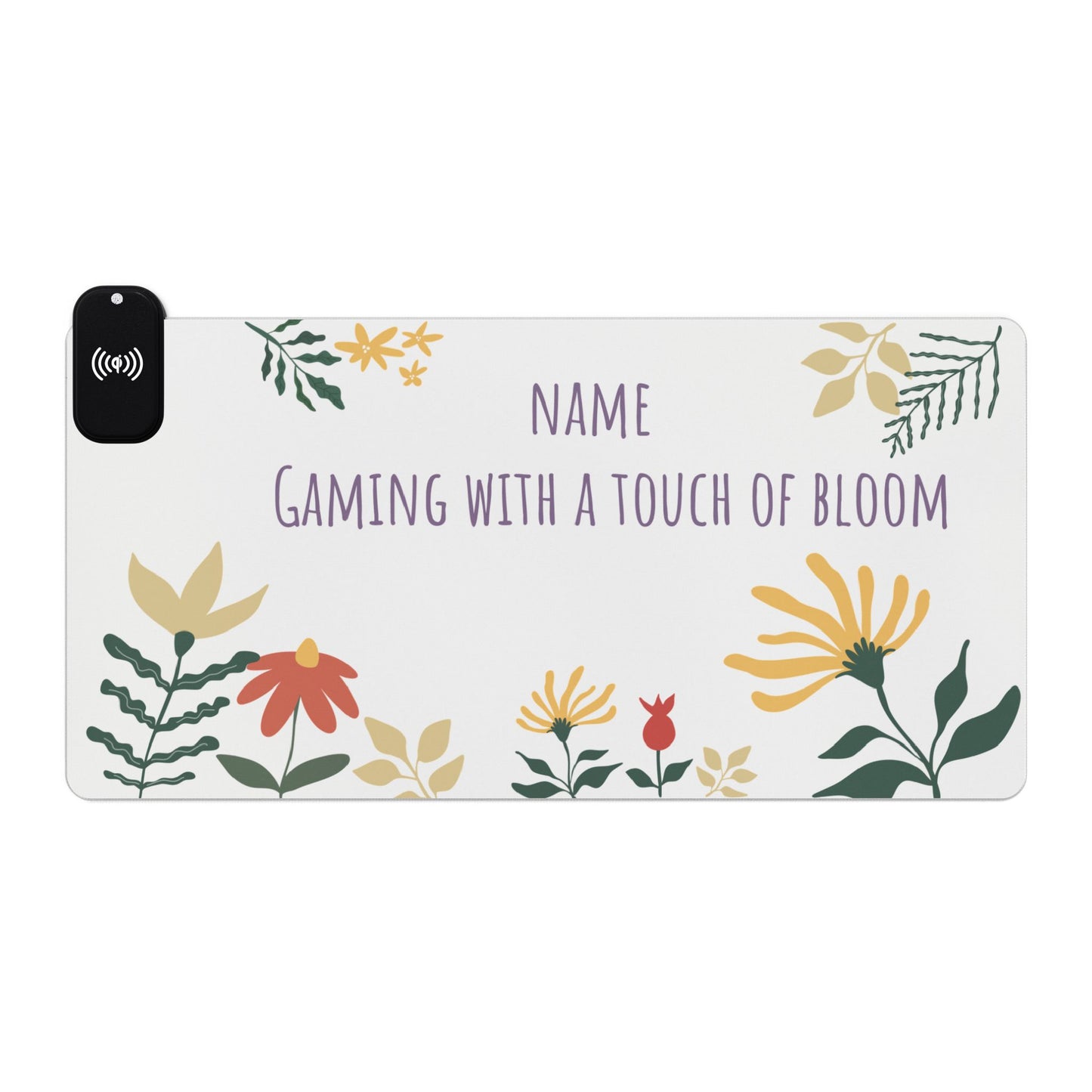 Gaming Mouse Pad with Wireless Charging - Perfect for Gamers and Tech Enthusiasts - Floral Bloom