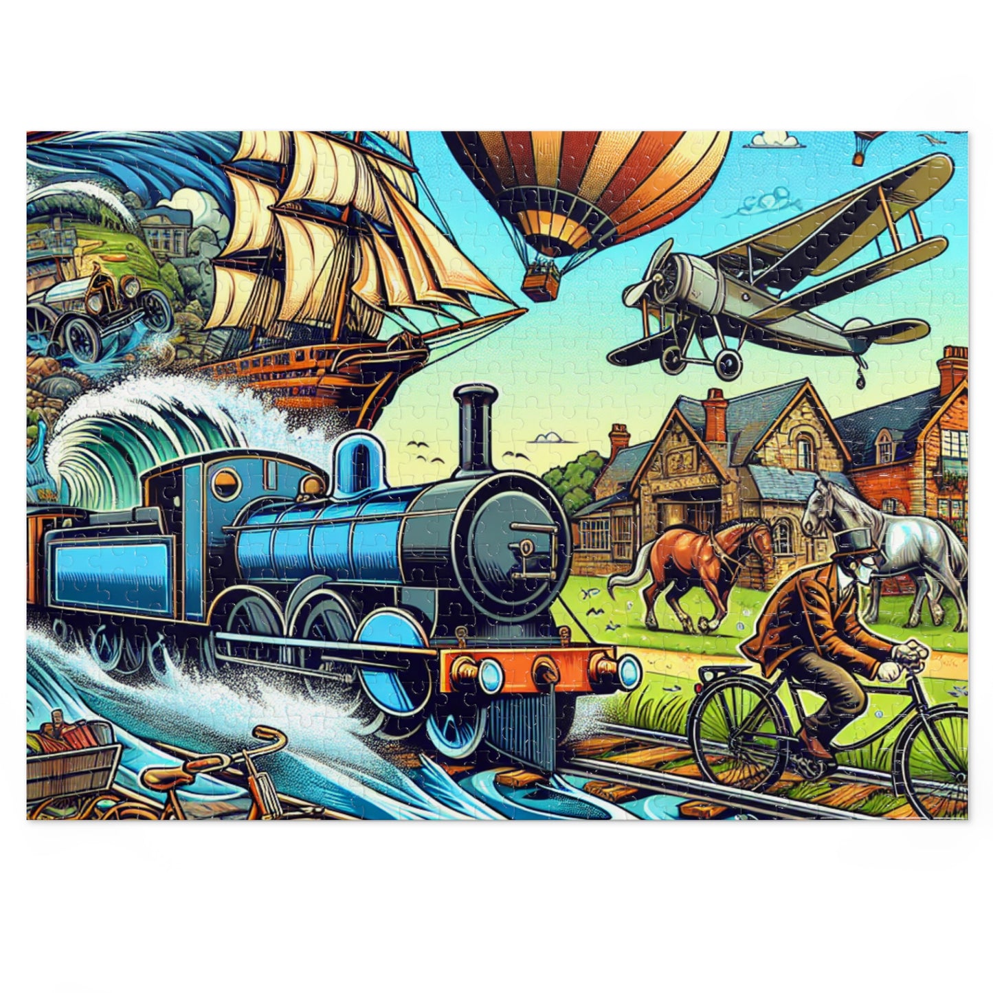 Vintage Train Adventure Jigsaw Puzzle with Collector's Tin