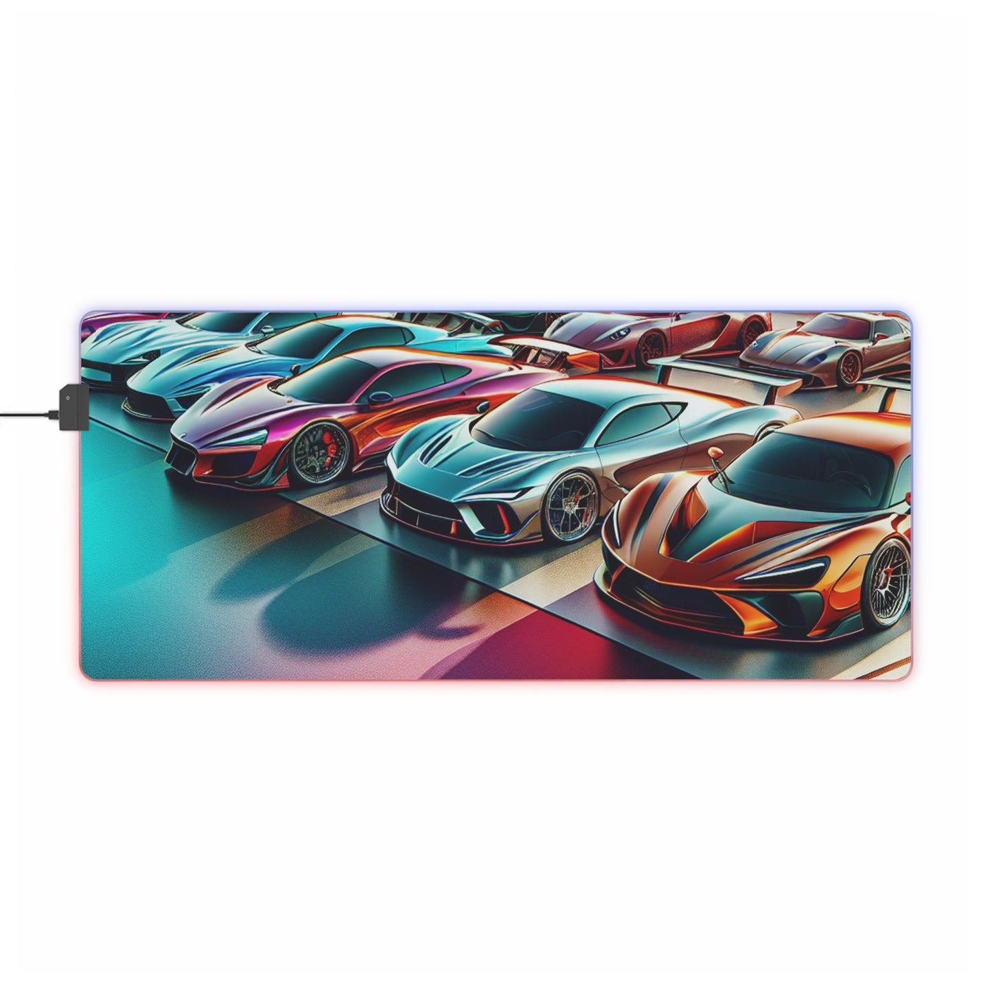LED Racing Cars Gaming Mouse Pad - Illuminated Desk Accessory for Gamers