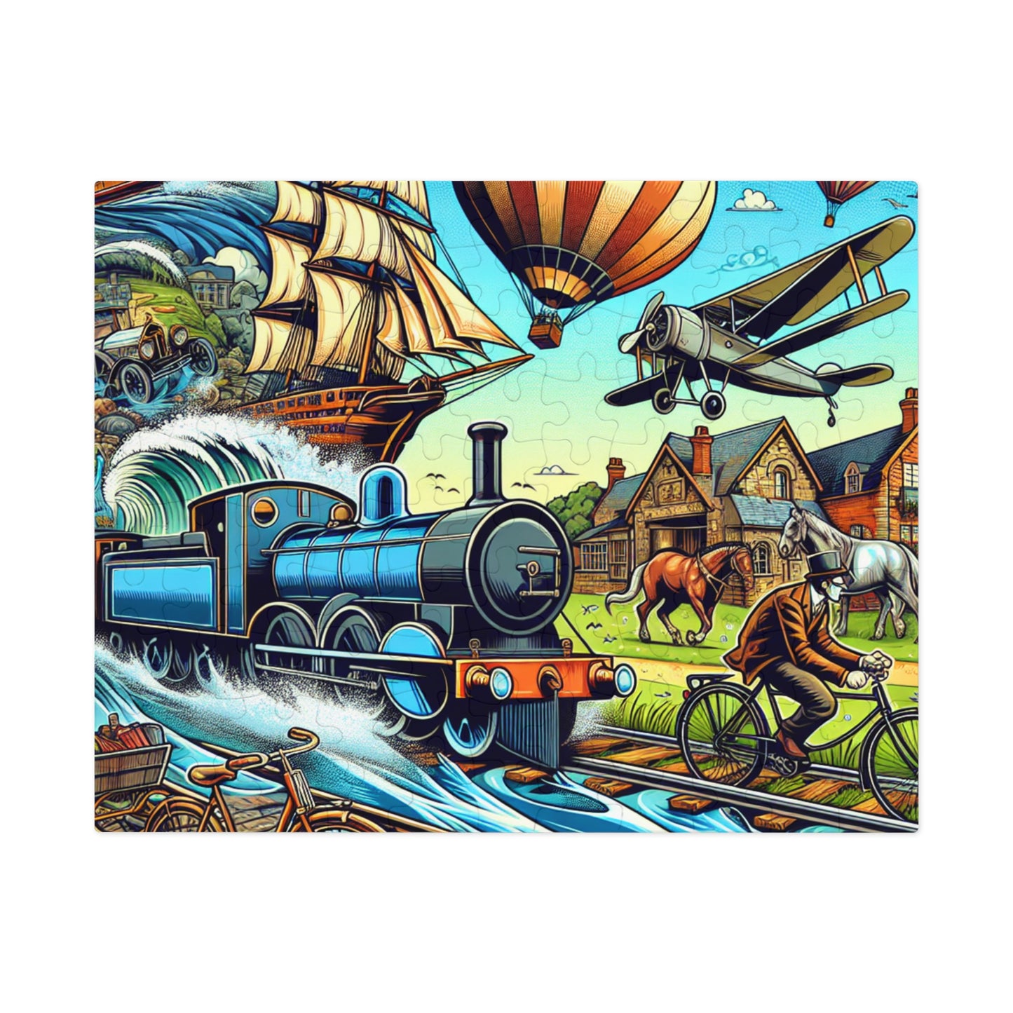 Vintage Train Adventure Jigsaw Puzzle with Collector's Tin