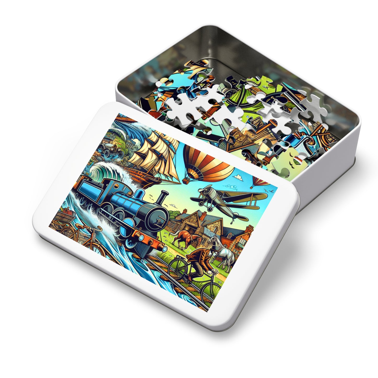 Vintage Train Adventure Jigsaw Puzzle with Collector's Tin