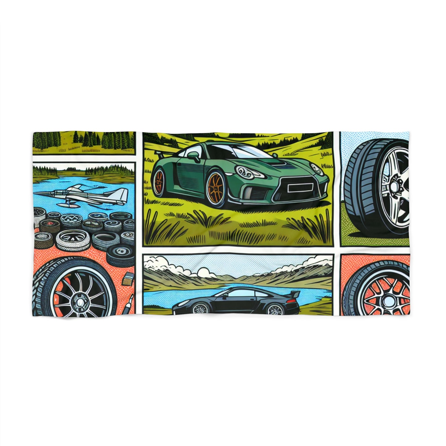 Race Car Enthusiast Beach Towel - Vibrant Automotive Design for Summer Fun