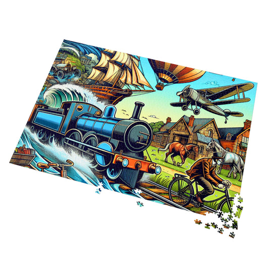 Vintage Train Adventure Jigsaw Puzzle with Collector's Tin