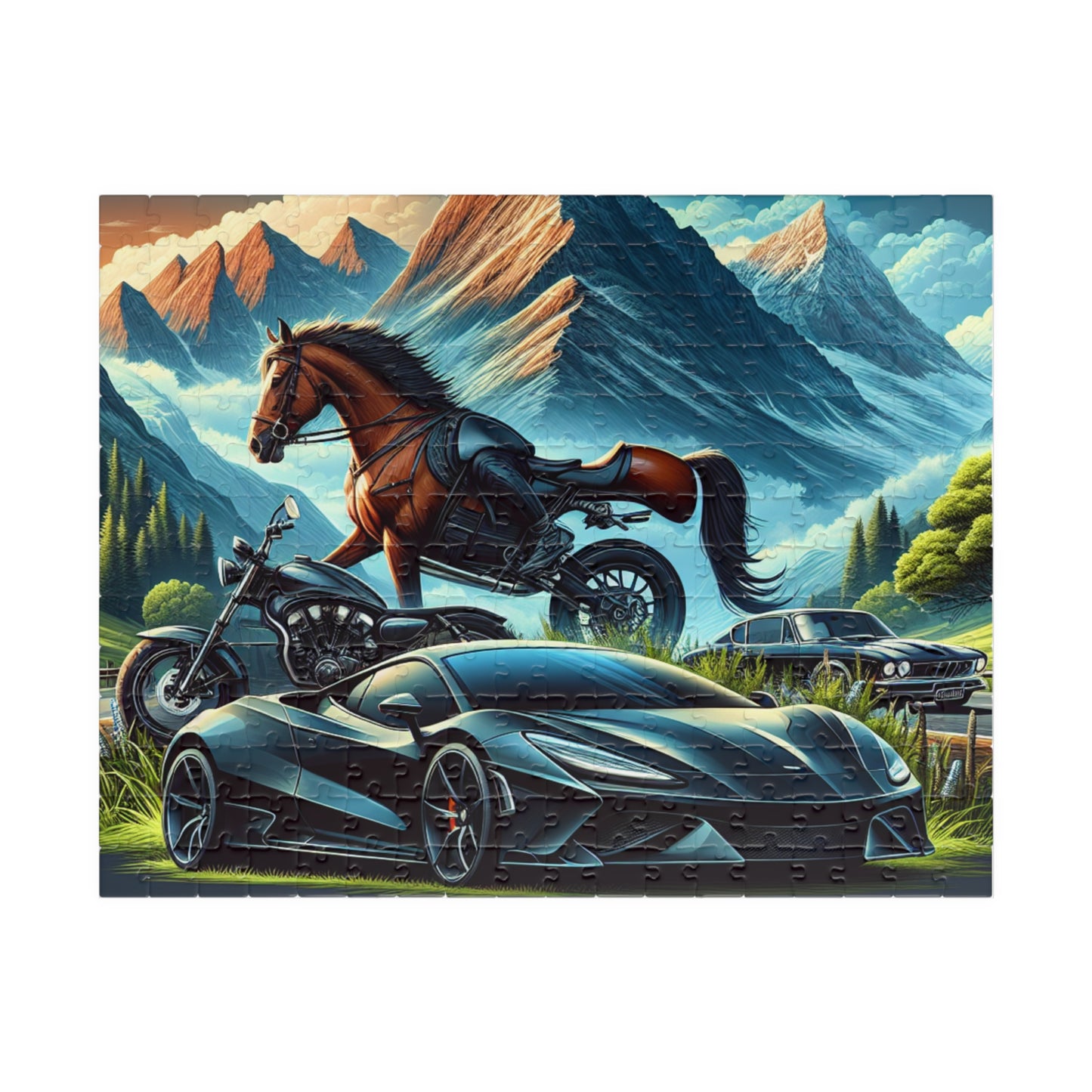 Cars and Horses Adventure-Themed Puzzle