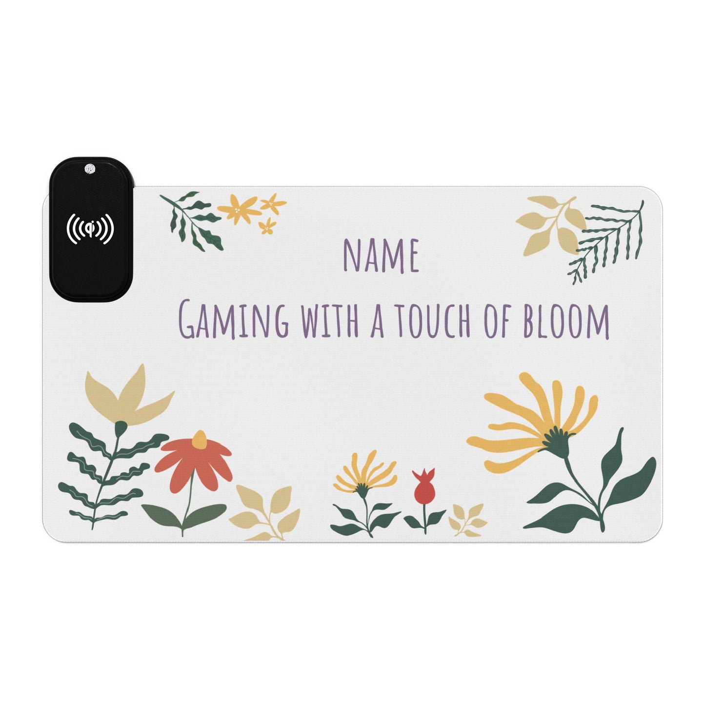 Gaming Mouse Pad with Wireless Charging - Perfect for Gamers and Tech Enthusiasts - Floral Bloom