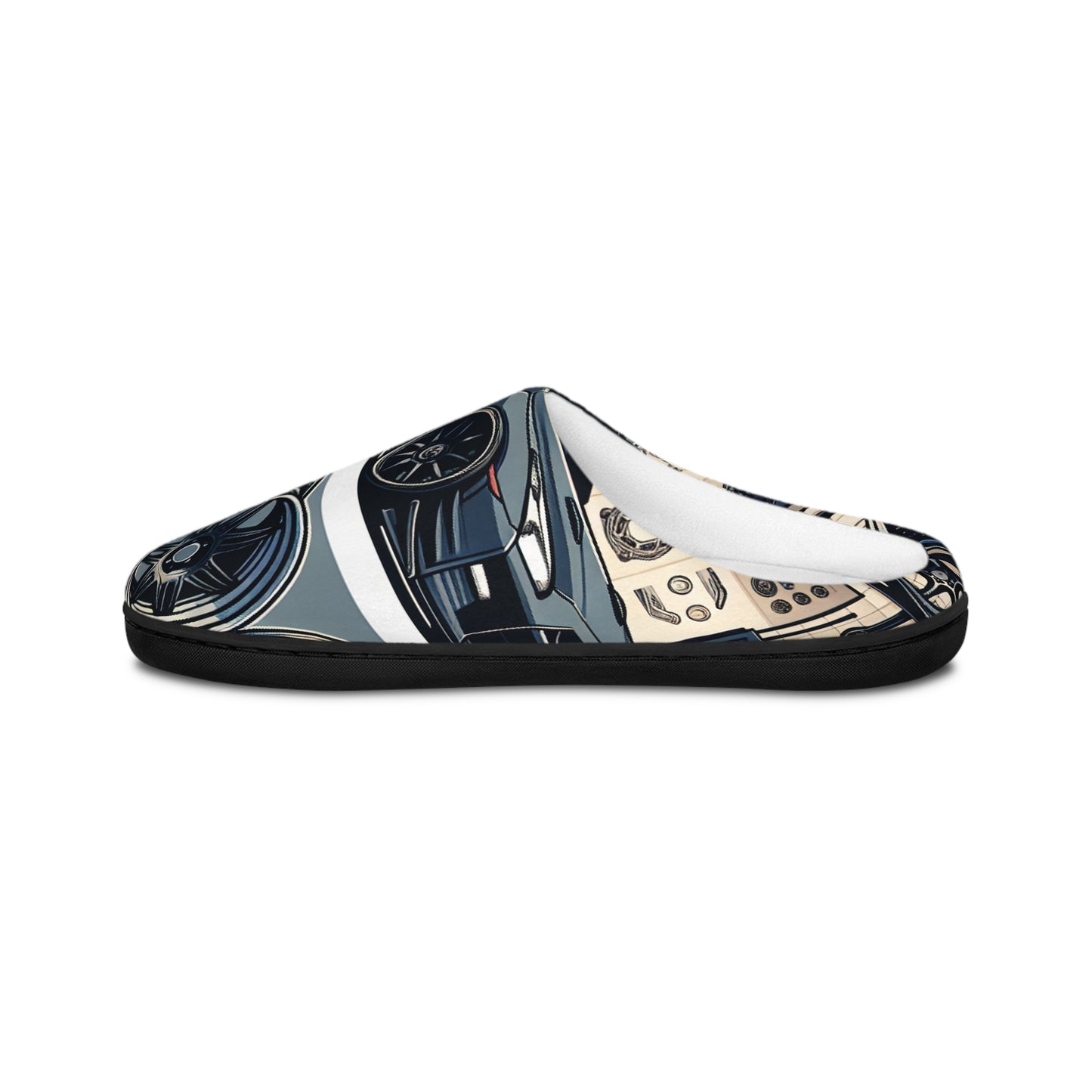 Custom Car Enthusiast Men's Indoor Slippers - Cozy Automotive Design