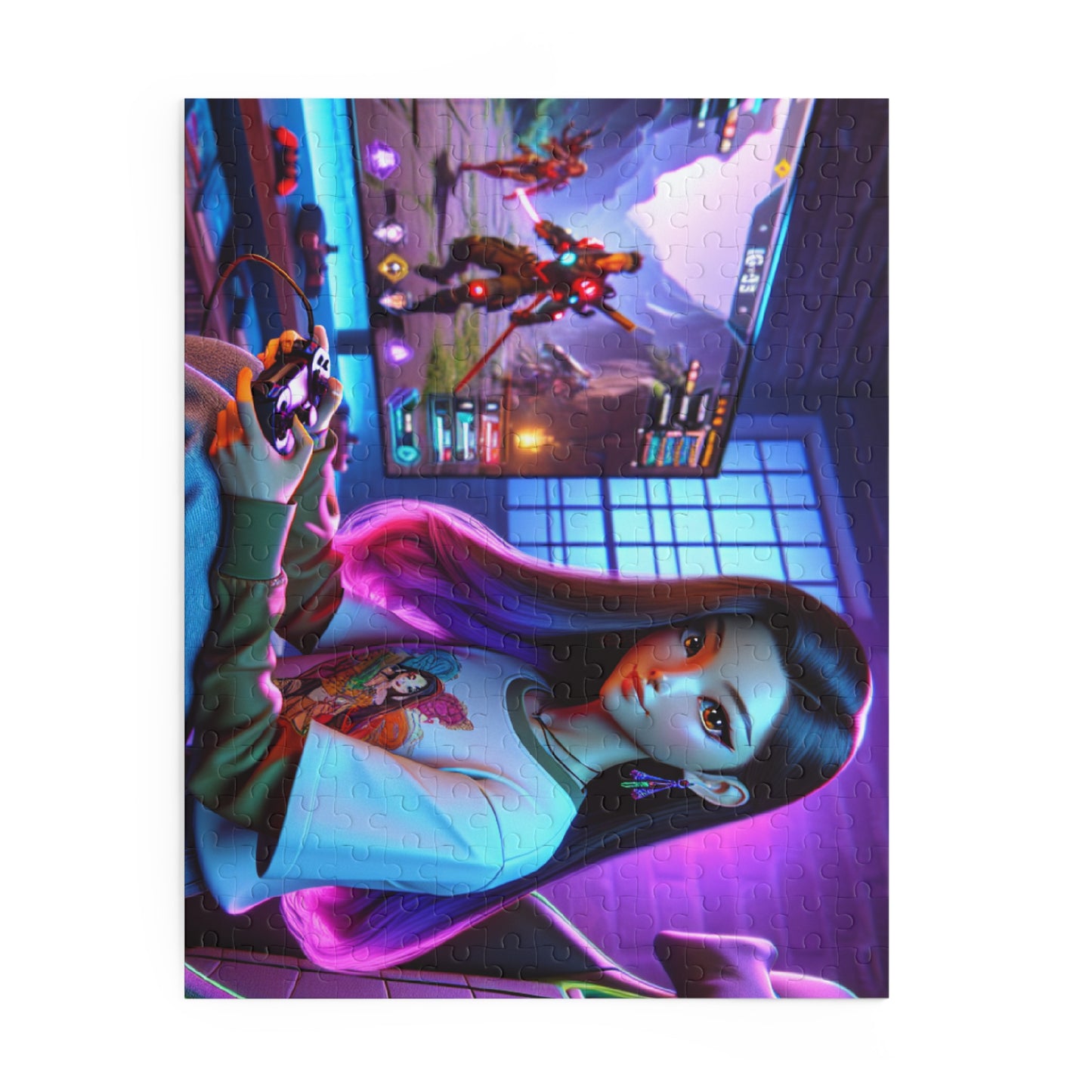 Gamer Girl Puzzle - 120, 252, 500-Piece | Retro Gamer Girl Art
