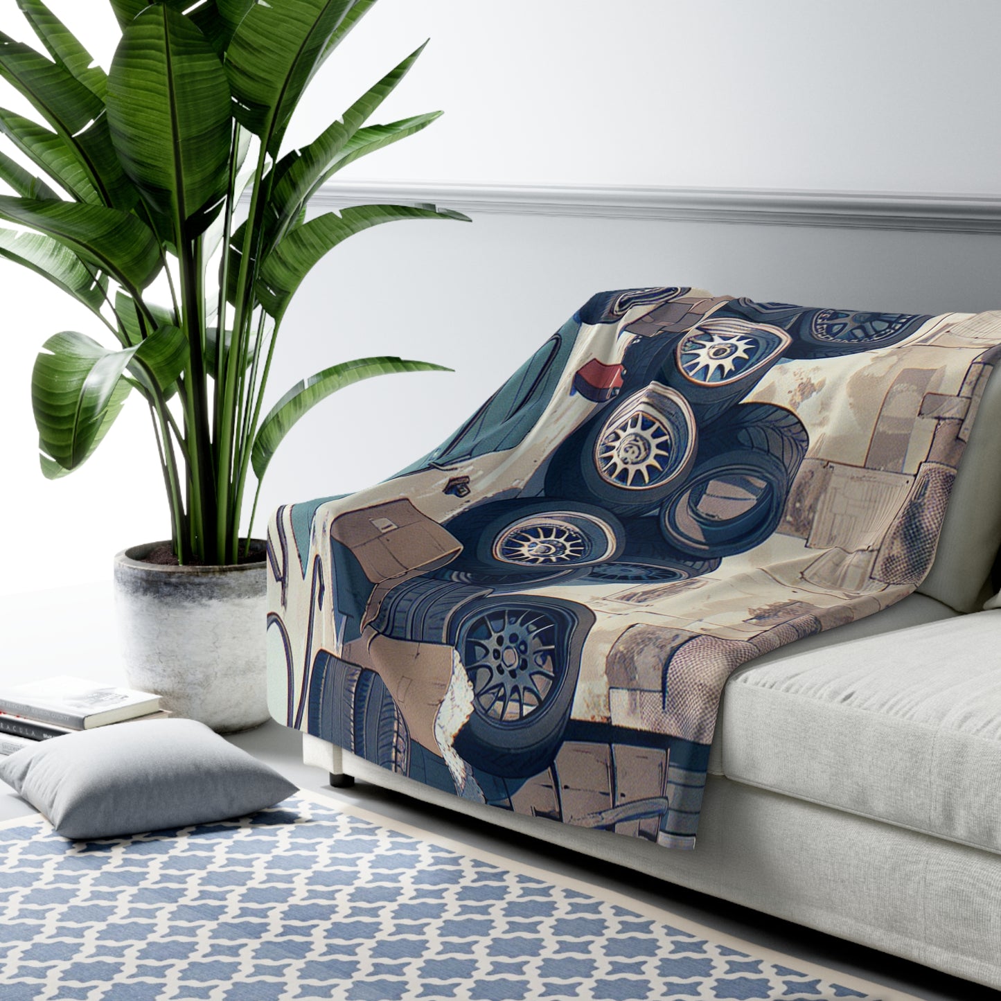 Car Lover's Sherpa Fleece Blanket - Cozy Automotive Décor for Gearheads