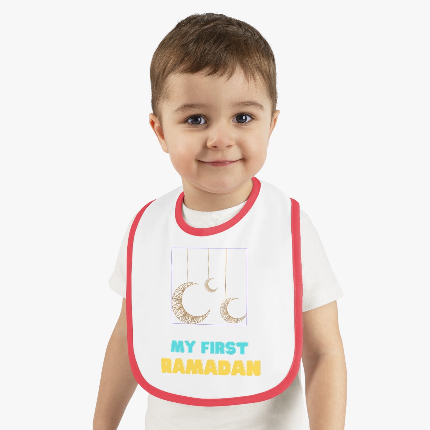 My First Ramadan Baby Bib - Contrast Trim Jersey Bib for Celebrations