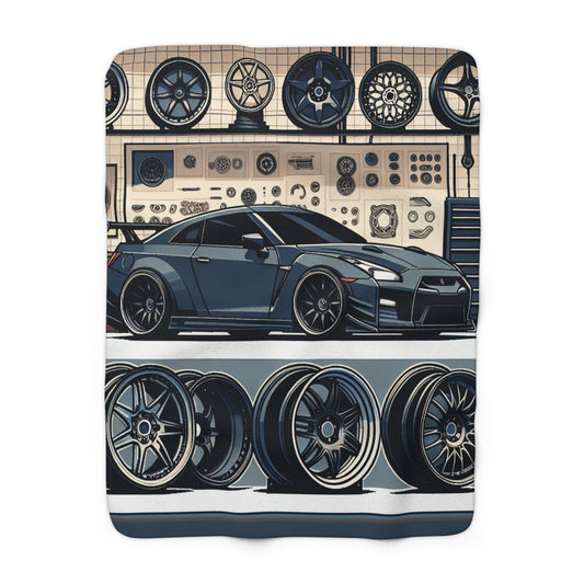 Automotive-Inspired Sherpa Fleece Blanket - Perfect for Car Enthusiasts