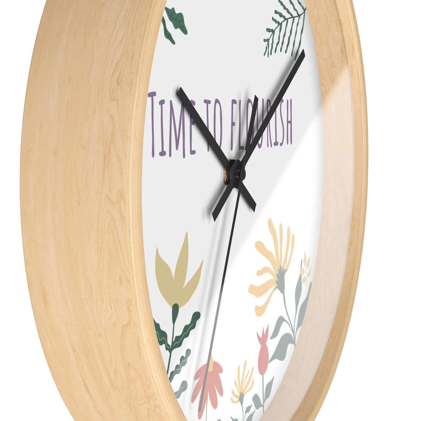 Floral Bloom Wall Clock - "Time to Flourish" Decor for Home & Office