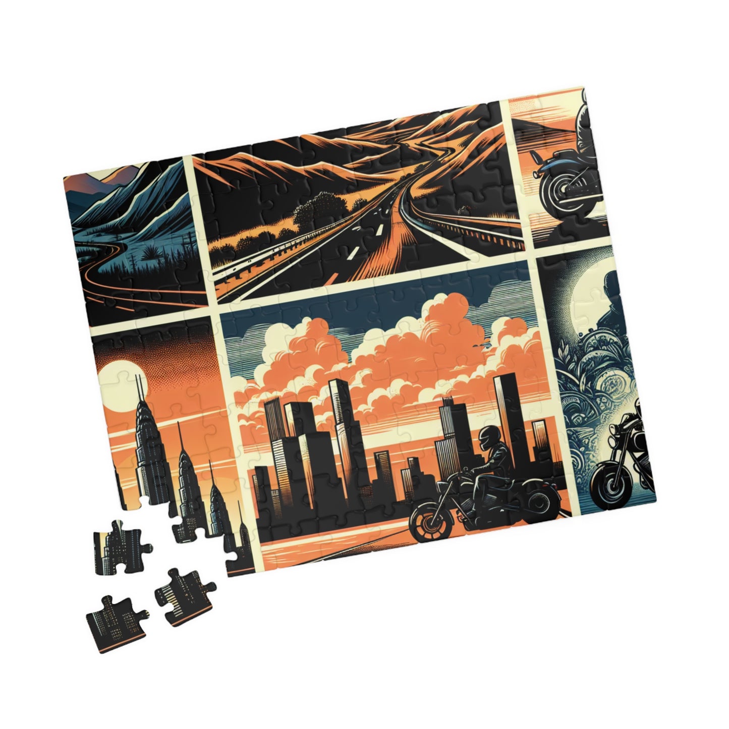 Retro Bike Puzzle (110, 252, 520-piece) - Scenic Motorcycle Journey