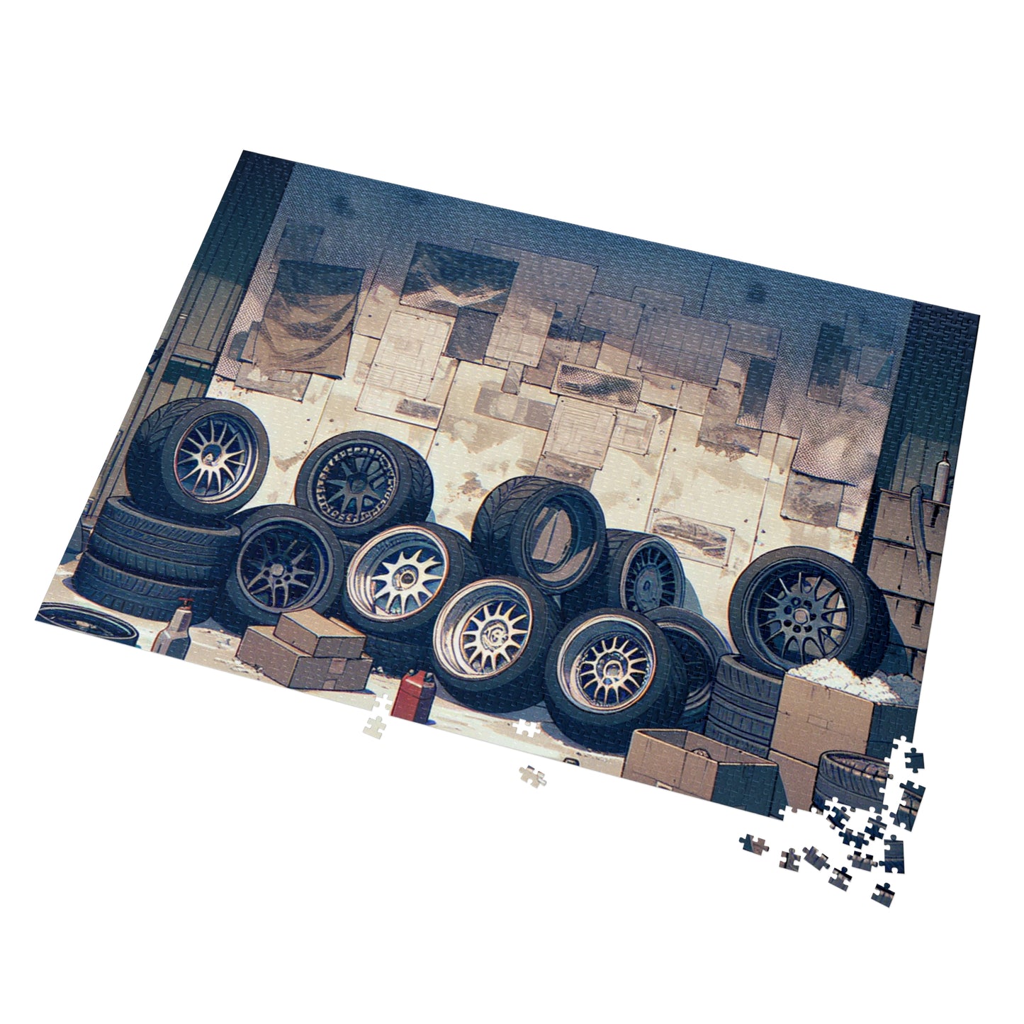 Automotive Garage Jigsaw Puzzle with Tin – Perfect Gift for Car Enthusiasts