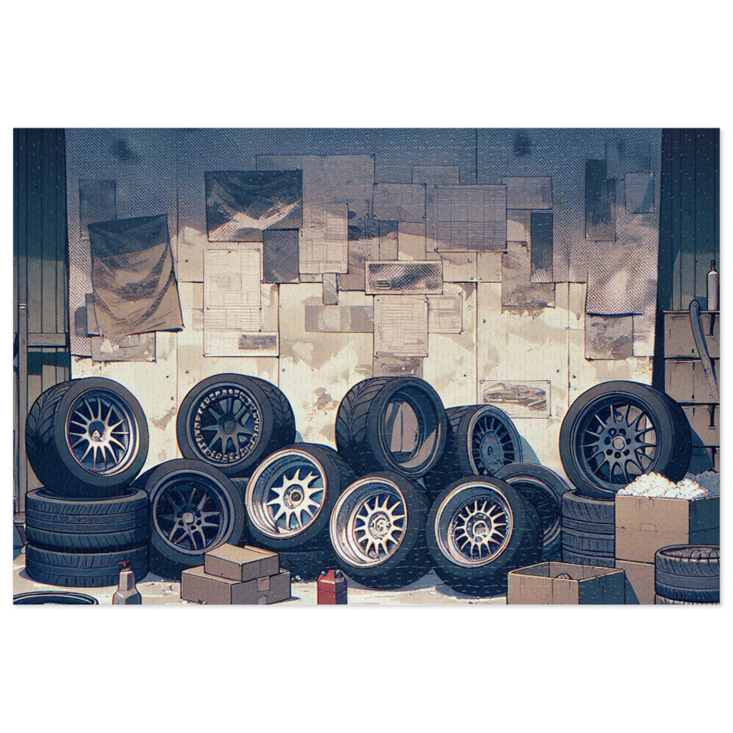 Automotive Garage Jigsaw Puzzle with Tin – Perfect Gift for Car Enthusiasts