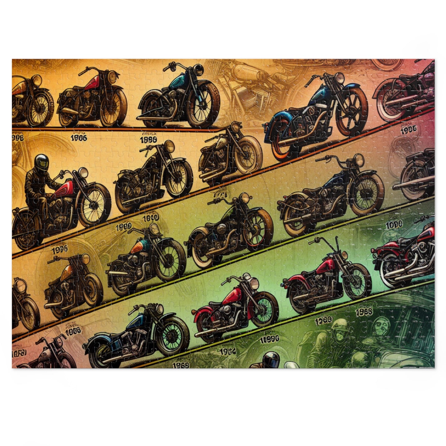 Motorcycle History Jigsaw Puzzle with Collector's Tin - Perfect Gift for Bikers and Puzzle Lovers