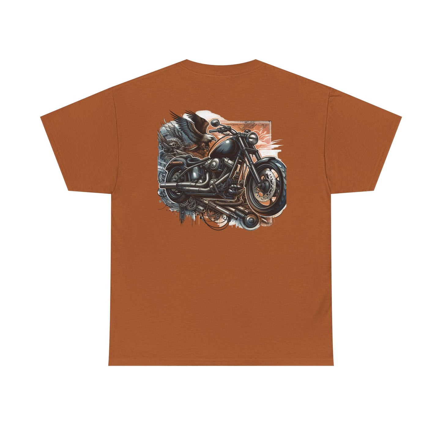 Retro Bike Adventure Vibes Unisex Heavy Cotton Tee - Vintage Motorcycle & Landscape Design