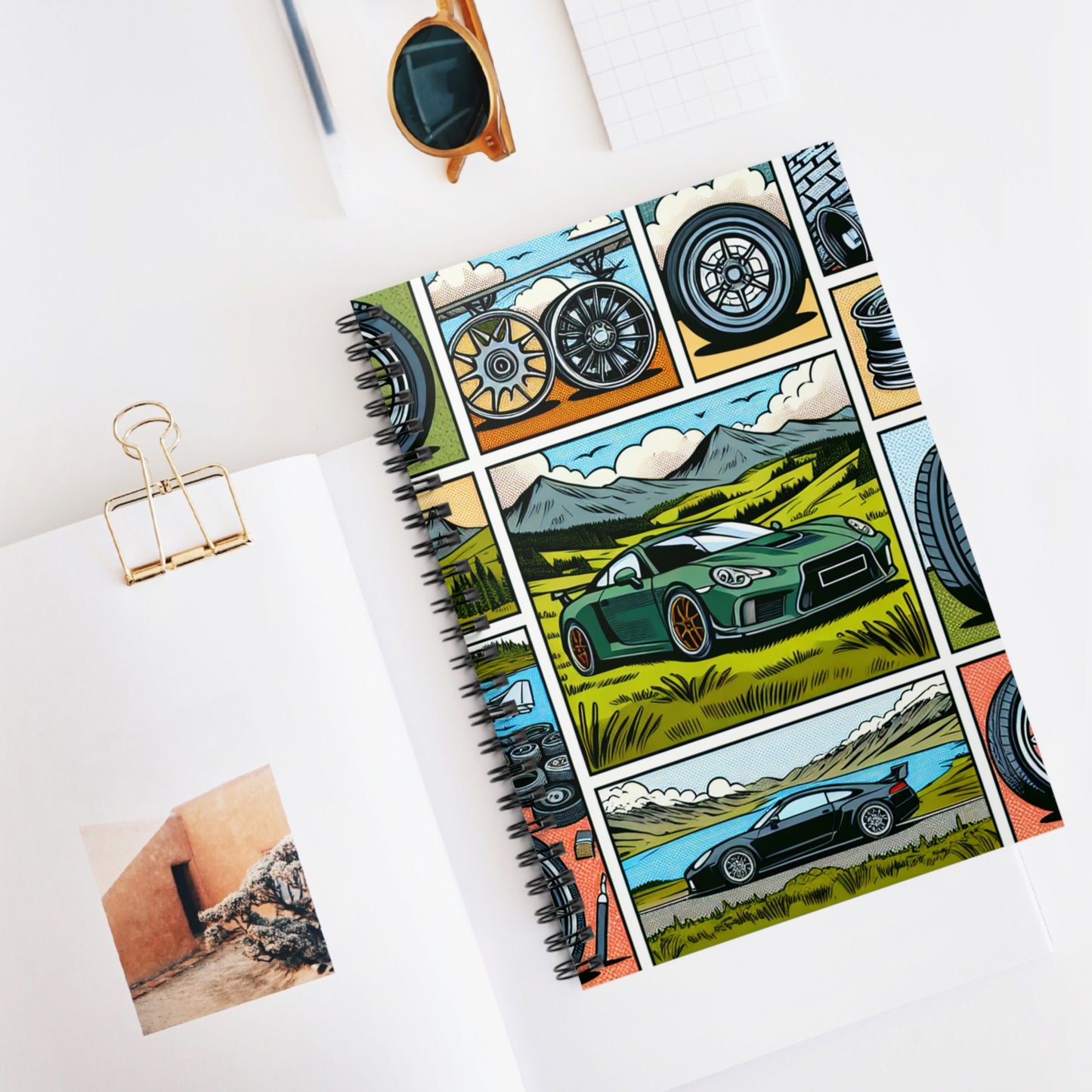 Car Enthusiast Spiral Notebook - Ruled Lines and Vintage Auto Designs