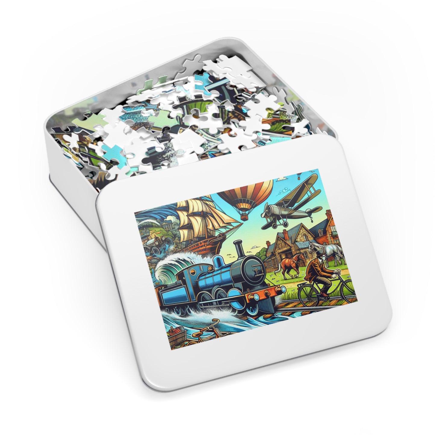 Vintage Train Adventure Jigsaw Puzzle with Collector's Tin